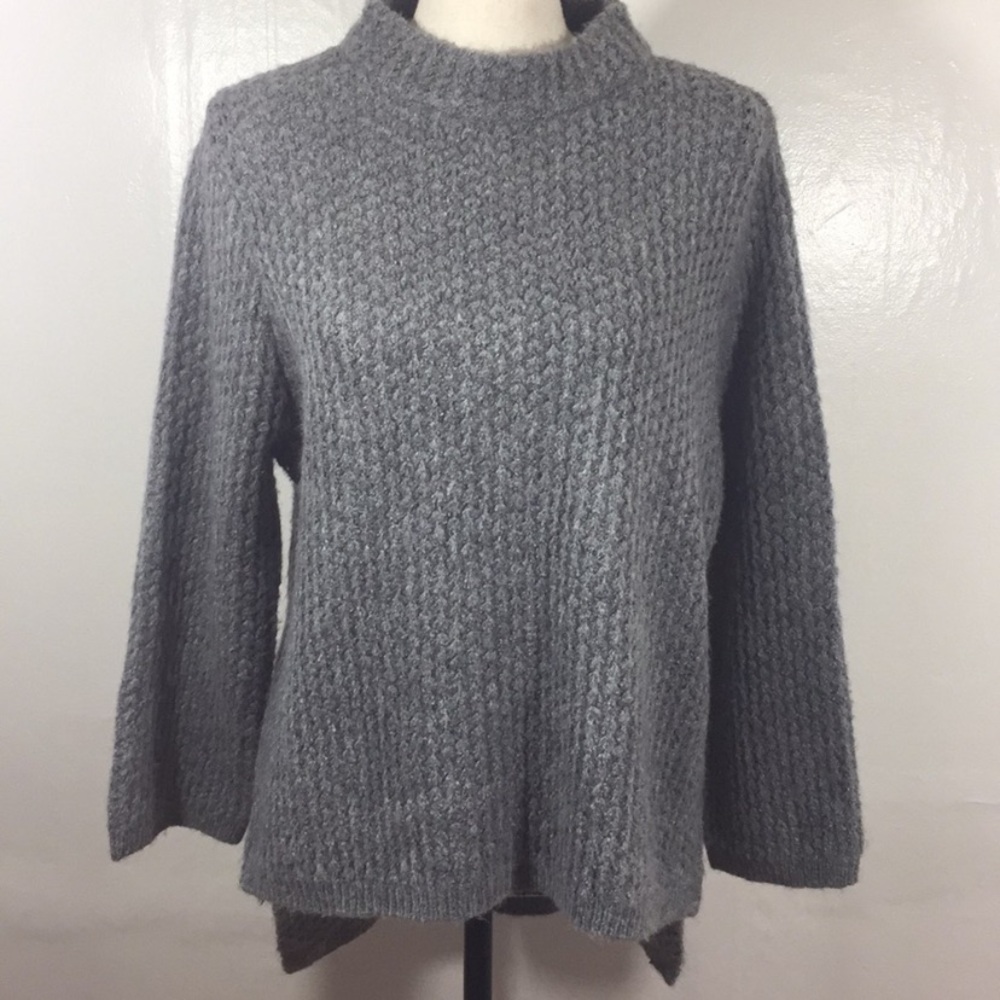 Rachel Roy High Low Mock Neck Heather Gray Sweater XL